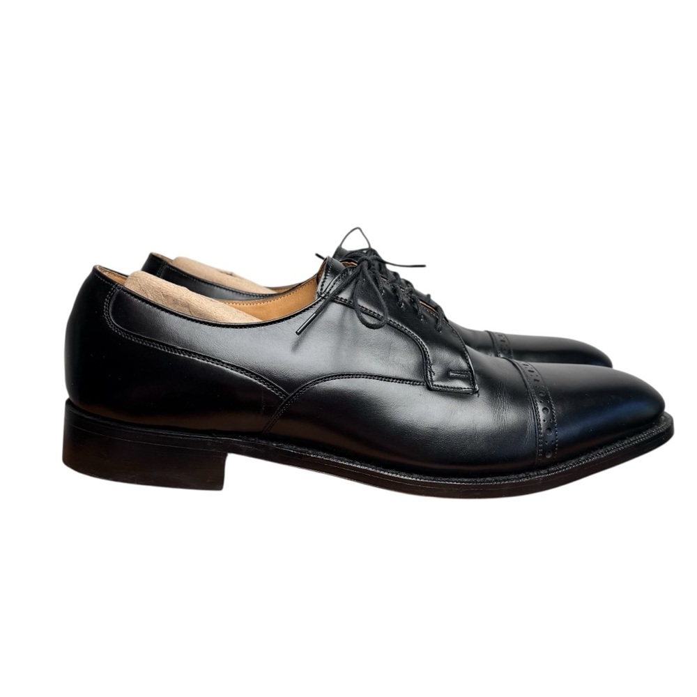 Johnston & Murphy Men’s Black Oxford Shoes Polished Leather Cap Toe Size 9.5 N